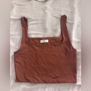 Babaton Rust Fitted Crop Tank Top